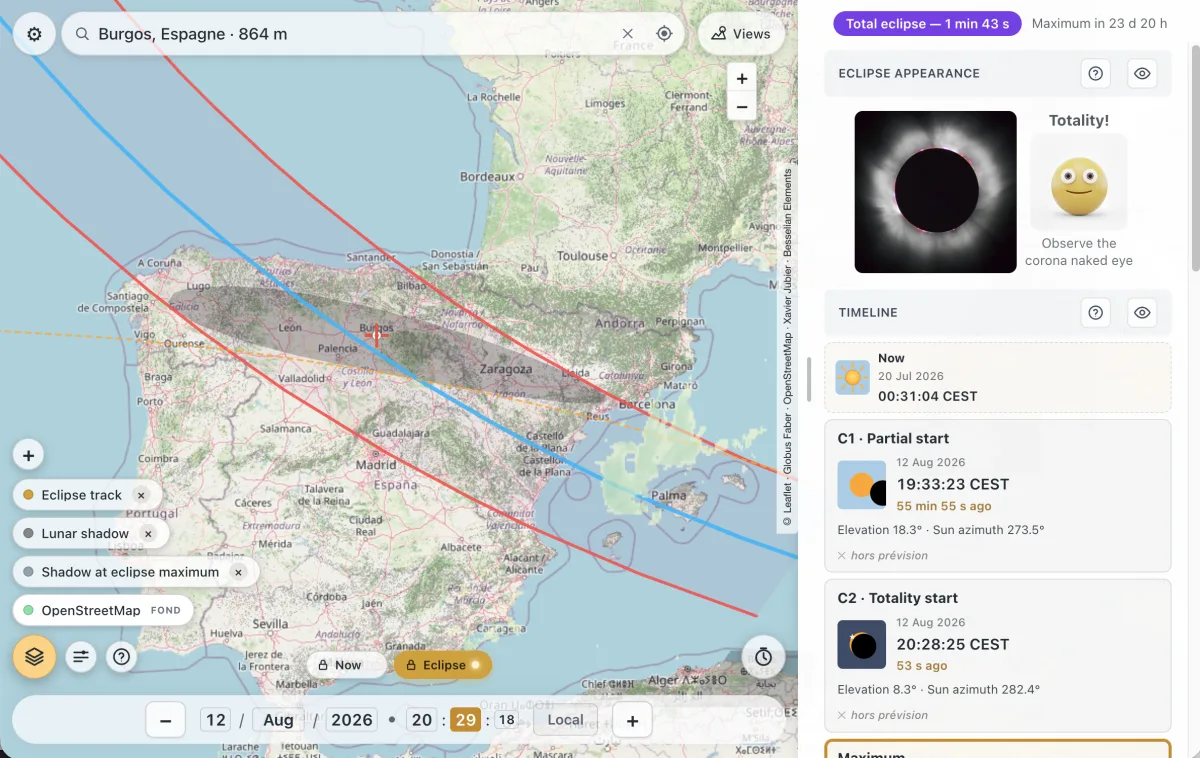 Total Solar Eclipse 2026 - Interactive Map